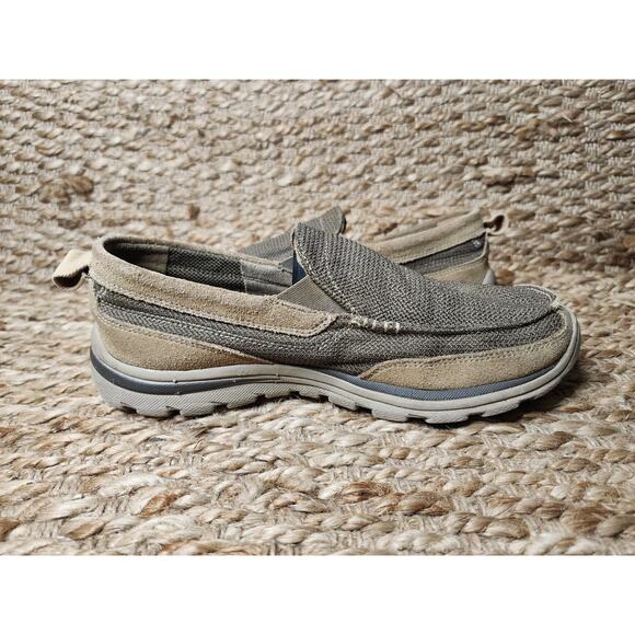 Skechers Mens Milford Fabric Leather Brown Slip On Shoes Casual Size 8.5 - Picture 7 of 11